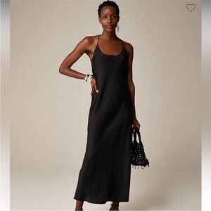 NWT J. Crew Gwyneth Midi Maxi Silky Slip Dress in Luster Charmeuse - Black - 6